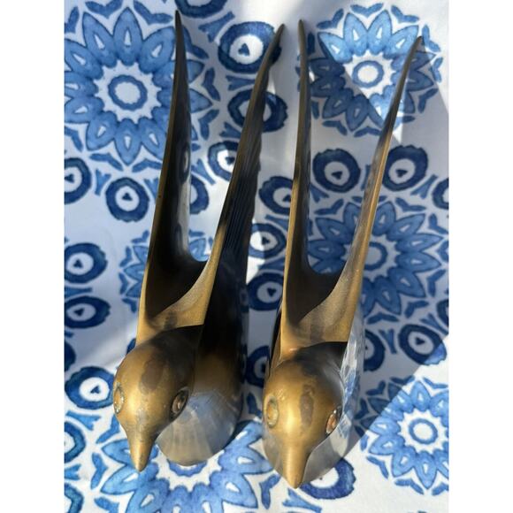 Art Deco Set 2 Vintage pair Dolby Cashier Brass Bird Bookends Korea Heavy - Picture 9 of 14
